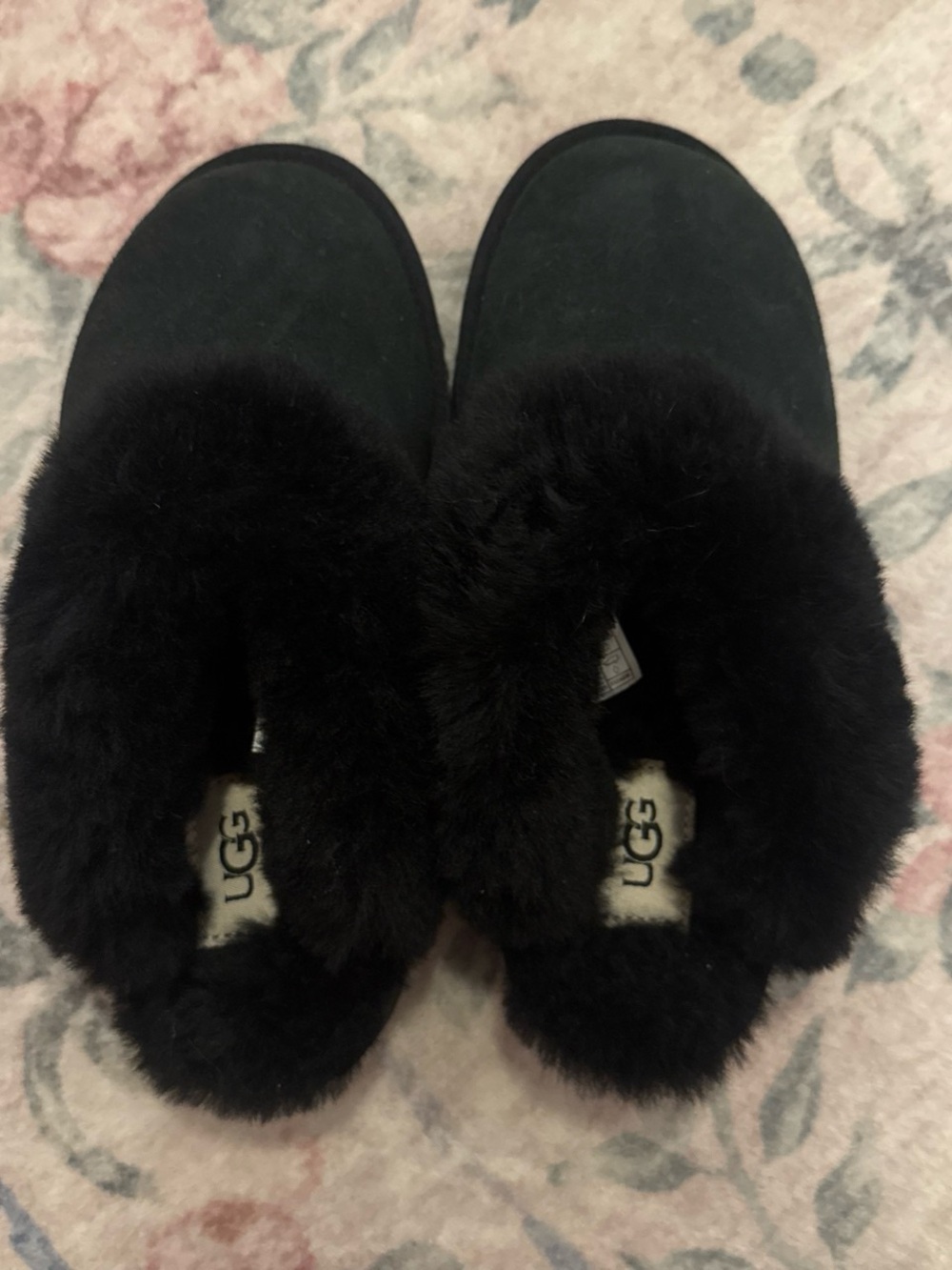 UGG Black Shearling Slide Slippers